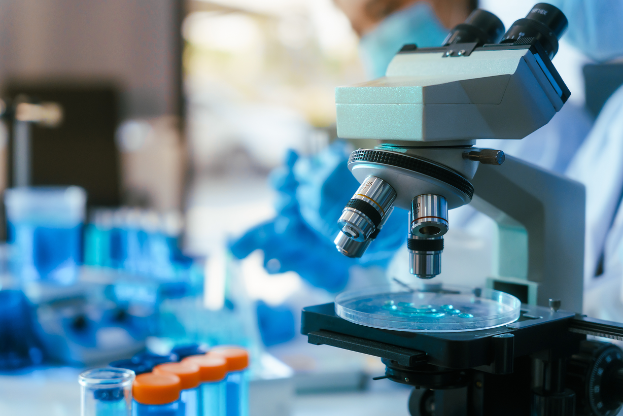 Microscope in a laboratory